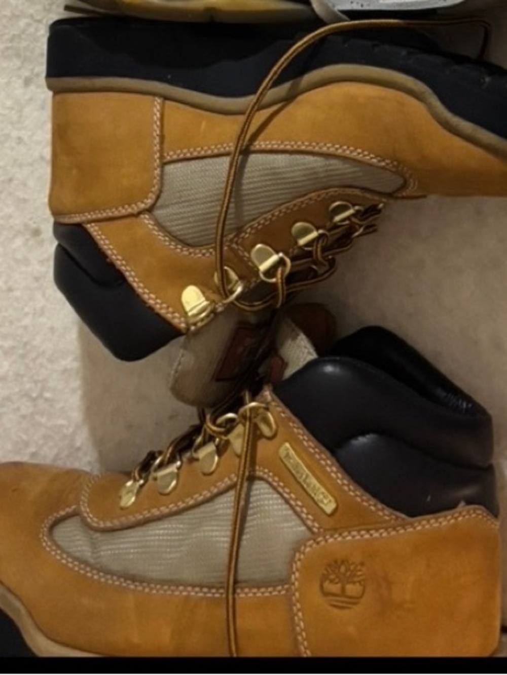 Timberland Wheat and Black Nubuck Hiking Boots
